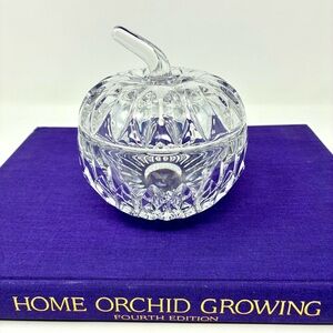 Gorham Full Lead Crystal Apple Shaped Covered Trinket Box or Candy Dish Germany